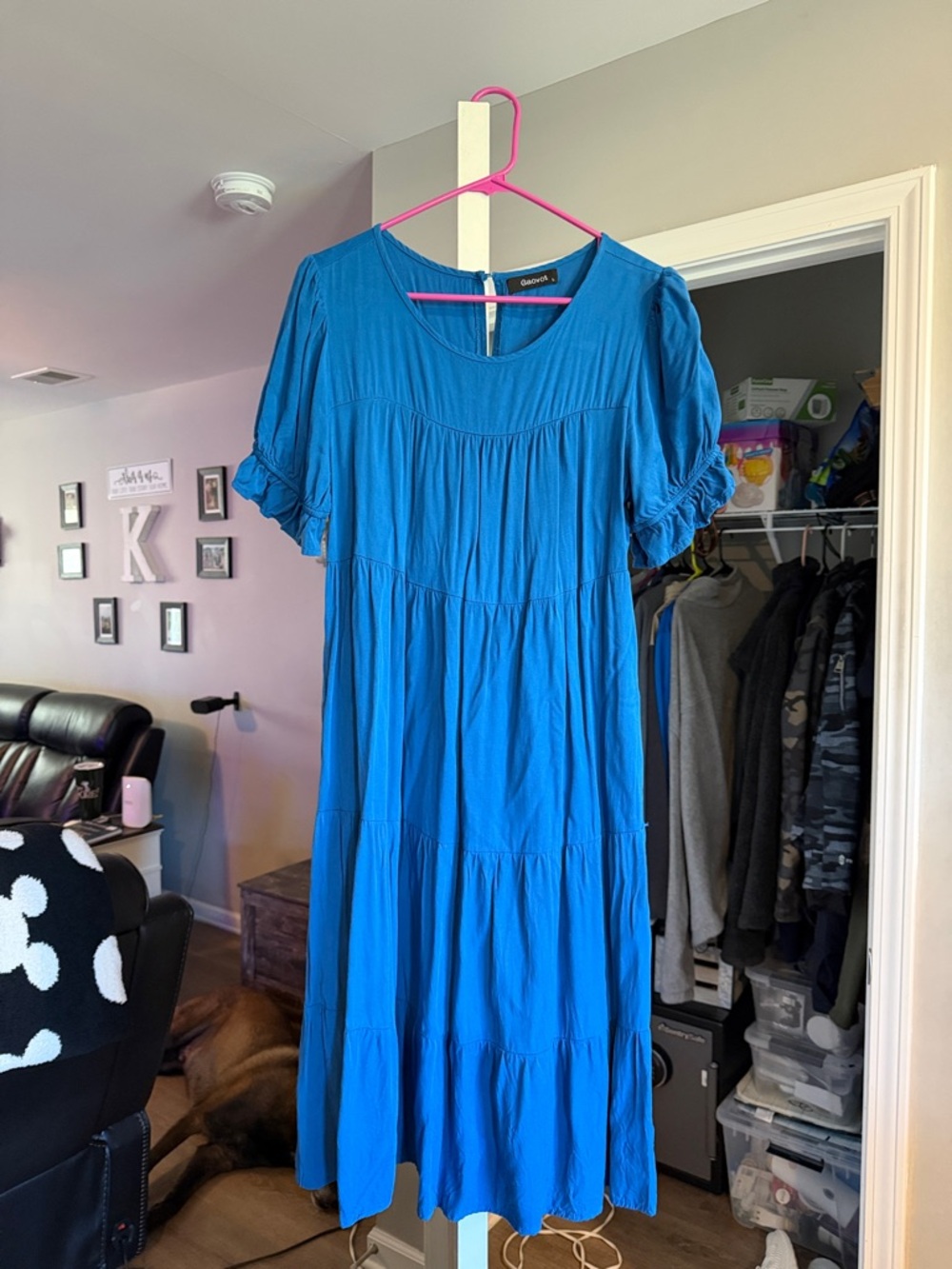 Gracia Electric Blue Tiered Midi Dress with Ruffle Sleeves